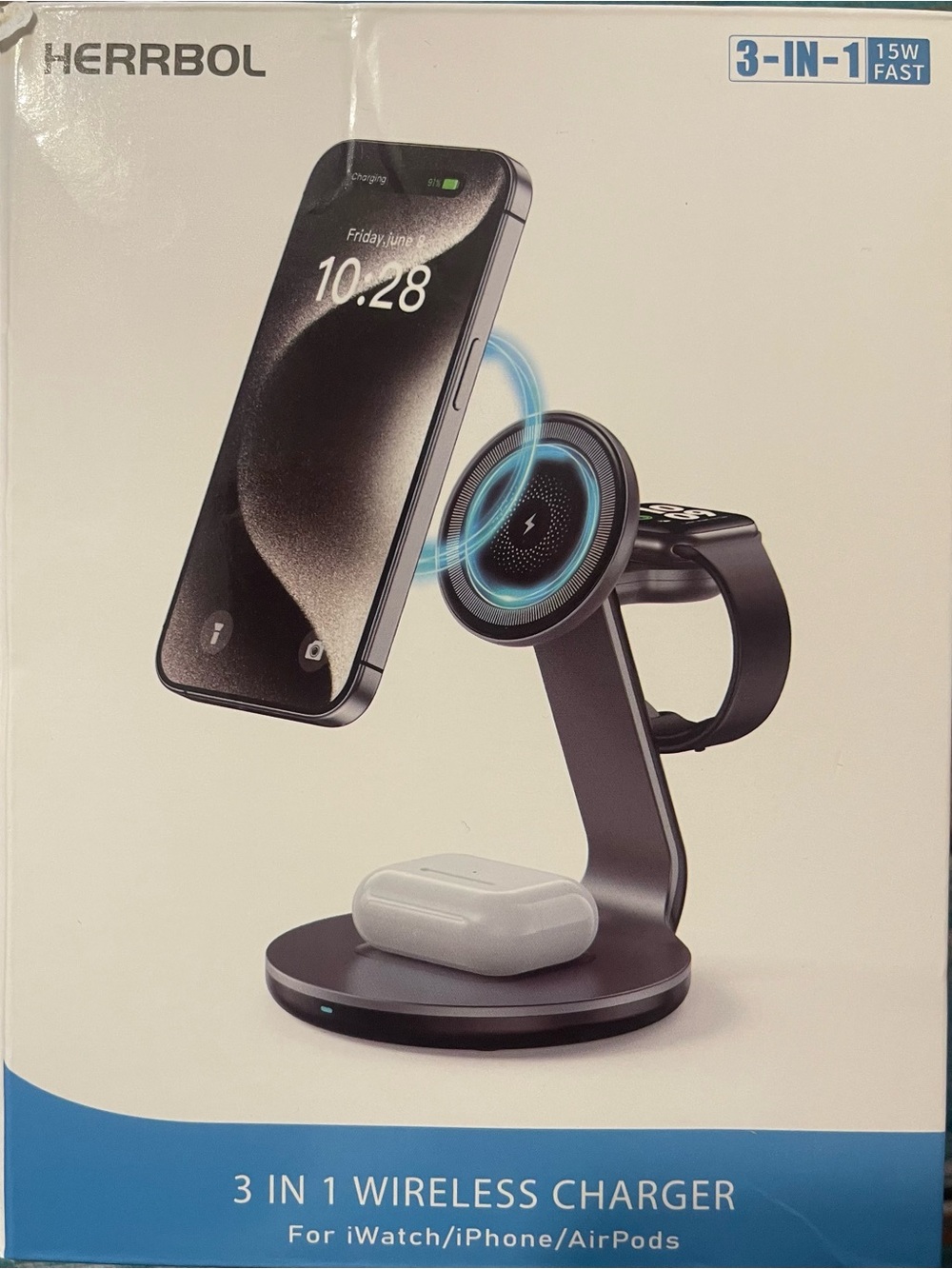 3-in-1 Wireless Charger Stand - Black